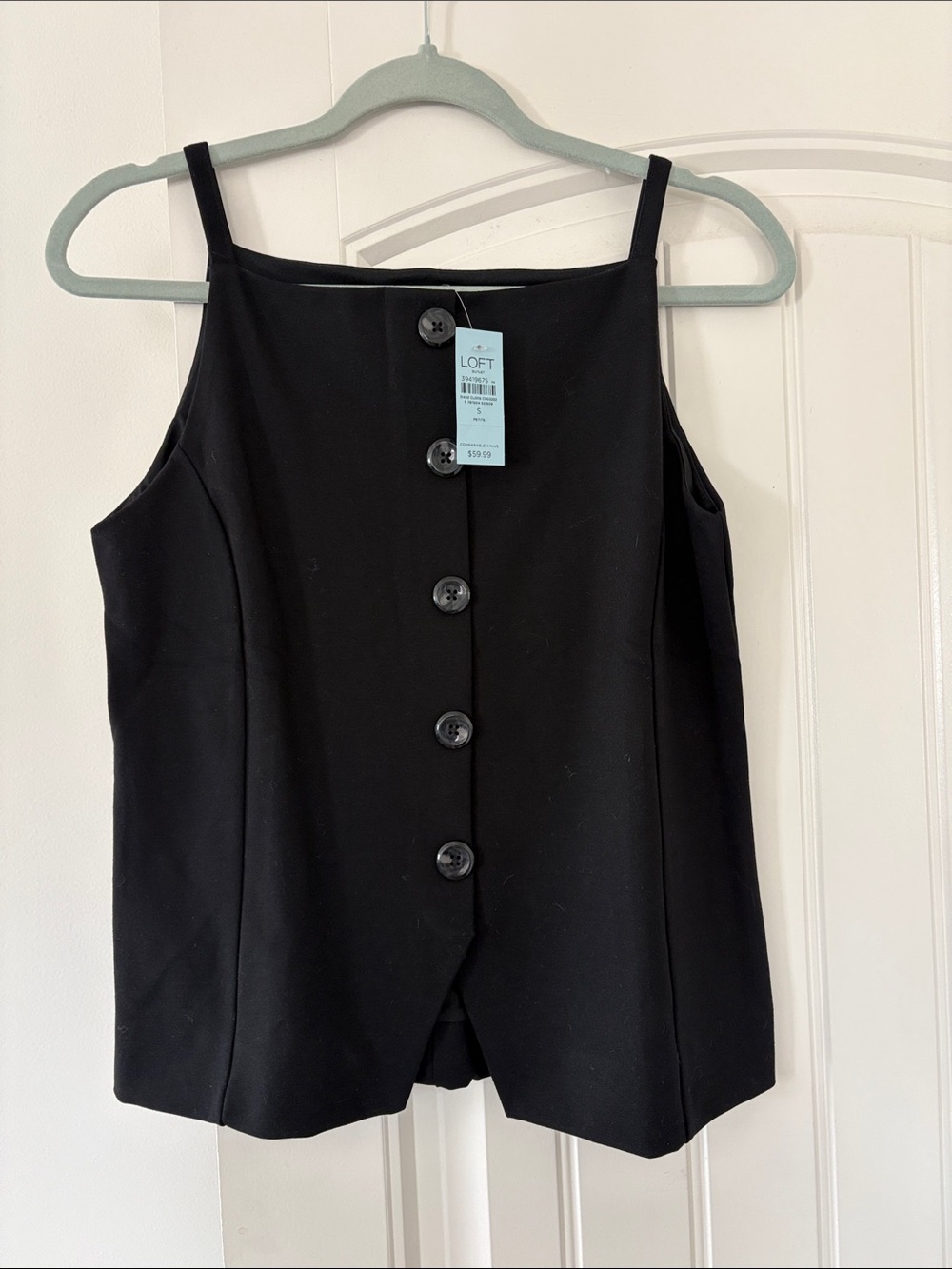 LOFT Black Button-Front Camisole Tank